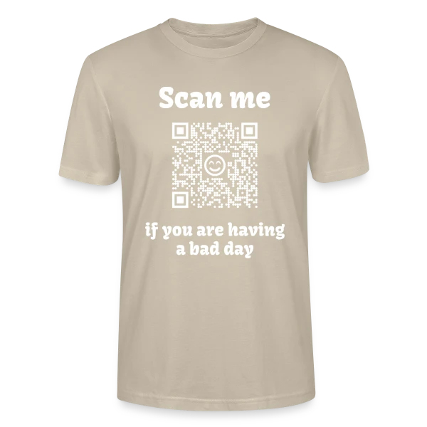 Maquette de T-shirt bio CRAFTER Stanley Stella Unisexe « QR Code Message Doux : Raison de Sourire » à personnaliser