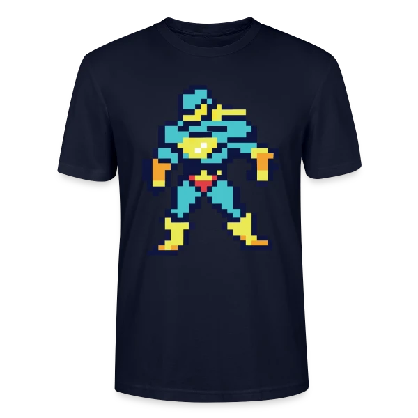 Maquette de T-shirt bio CRAFTER Stanley Stella Unisexe « Super-Héros Rétro Sammy » à personnaliser