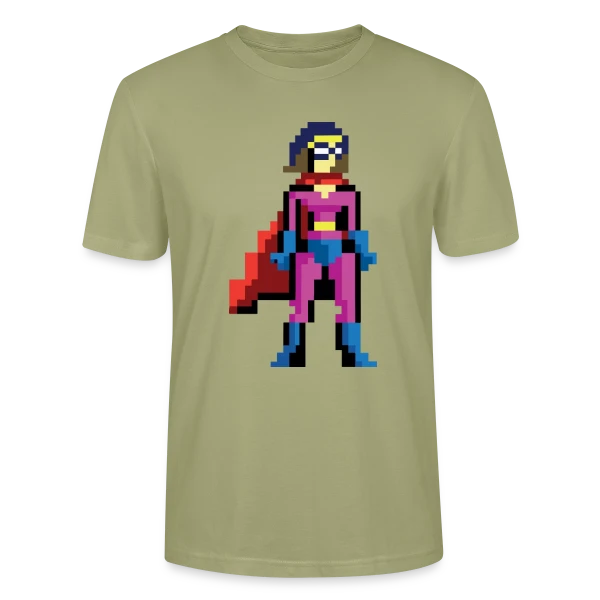 Maquette de T-shirt bio CRAFTER Stanley Stella Unisexe « Super-Héroïne Pixel Anna » à personnaliser