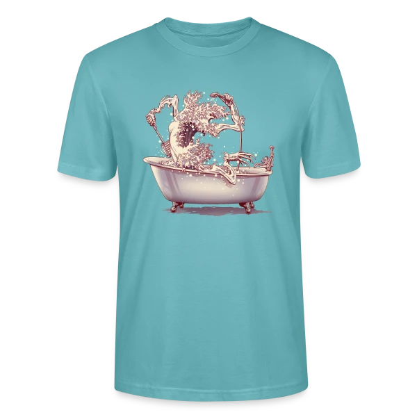 Maquette de T-shirt bio CRAFTER Stanley Stella Unisexe « L'Étrange Bain de Kanagawa » à personnaliser
