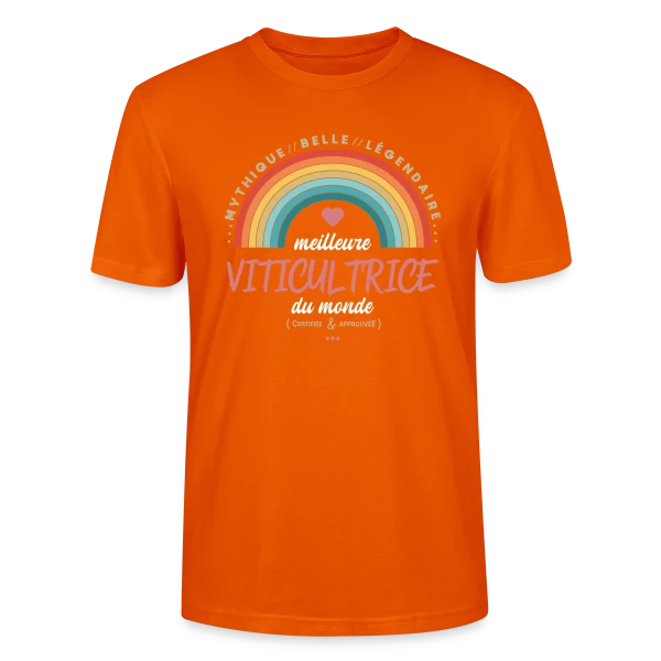 Maquette de T-shirt bio CRAFTER Stanley Stella Unisexe « Meilleure Viticultrice du Monde » à personnaliser