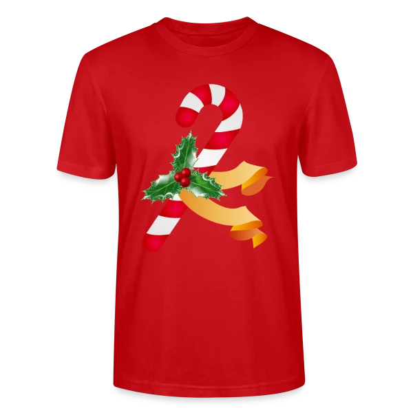 Maquette de T-shirt bio CRAFTER Stanley Stella Unisexe « Sucre d'Orge et Houx pour la Période des Fêtes » à personnaliser