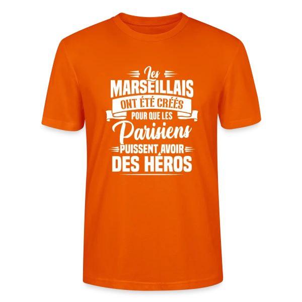 Maquette de T-shirt bio CRAFTER Stanley Stella Unisexe « Rivalité Marseille-Paris Humour » à personnaliser