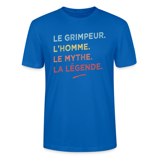 Maquette de T-shirt bio CRAFTER Stanley Stella Unisexe « Le Grimpeur : L'Homme, Le Mythe, La Légende » à personnaliser
