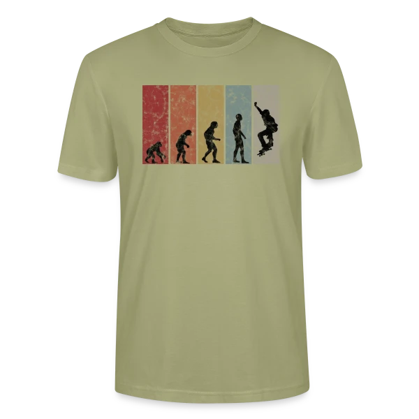 Maquette de T-shirt bio CRAFTER Stanley Stella Unisexe « Évolution Rétro Skateboarder » à personnaliser