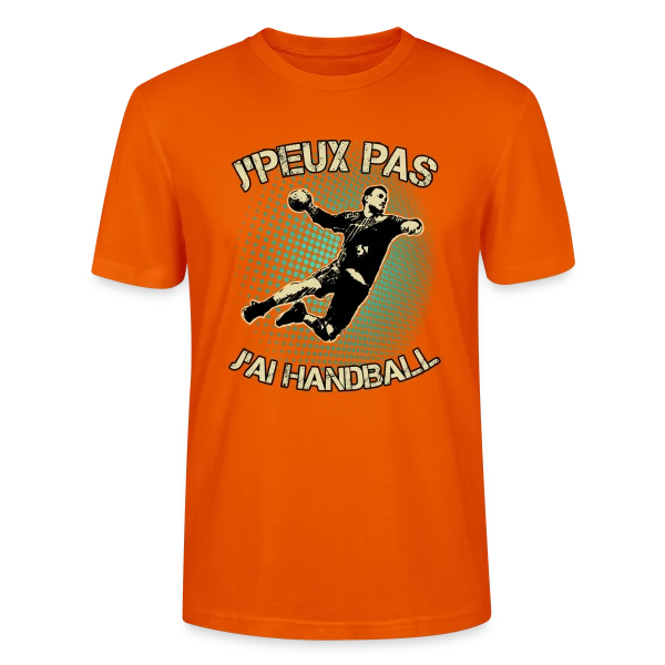 Maquette de T-shirt bio CRAFTER Stanley Stella Unisexe « J'peux pas J'ai Handball | T-Shirt Humour Sportif » à personnaliser