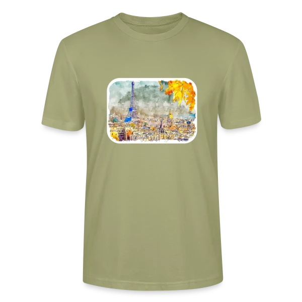 Maquette de T-shirt bio CRAFTER Stanley Stella Unisexe « Paris Aquarelle Automnale » à personnaliser