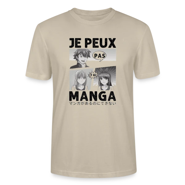 Maquette de T-shirt bio CRAFTER Stanley Stella Unisexe « Je peux pas, j'ai manga : l'excuse parfaite pour les Otakus » à personnaliser