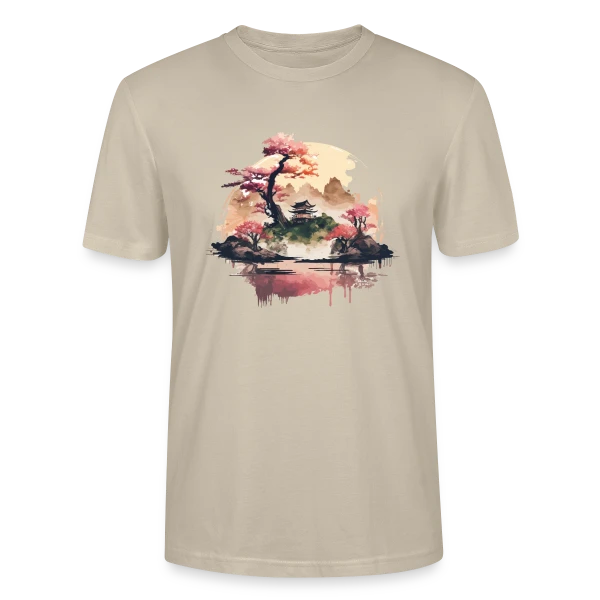 Maquette de T-shirt bio CRAFTER Stanley Stella Unisexe « Paysage Japonais Onirique » à personnaliser