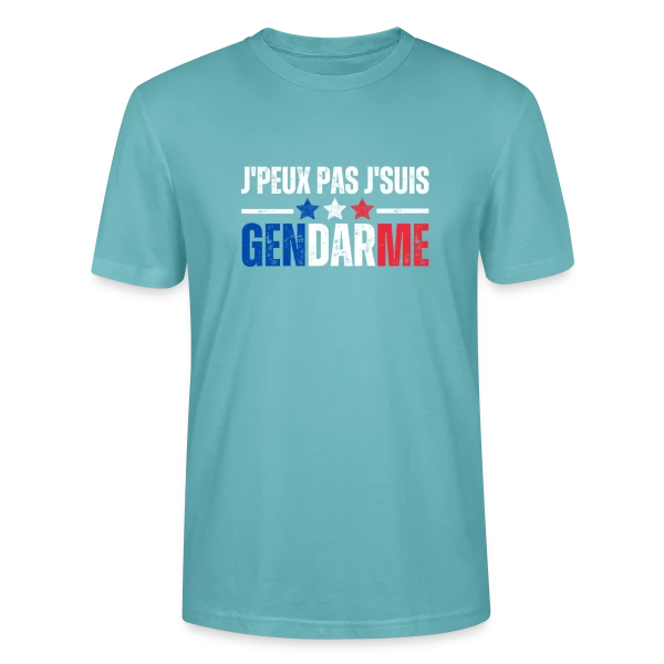 Maquette de T-shirt bio CRAFTER Stanley Stella Unisexe « Humour "J'peux Pas J'suis Gendarme" - Idée Cadeau Originale » à personnaliser