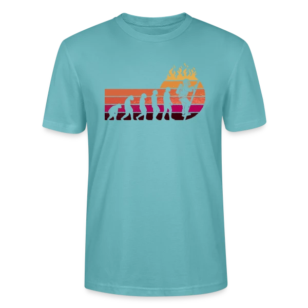 Maquette de T-shirt bio CRAFTER Stanley Stella Unisexe « Évolution Pompier Rétro – Métier de Héros » à personnaliser