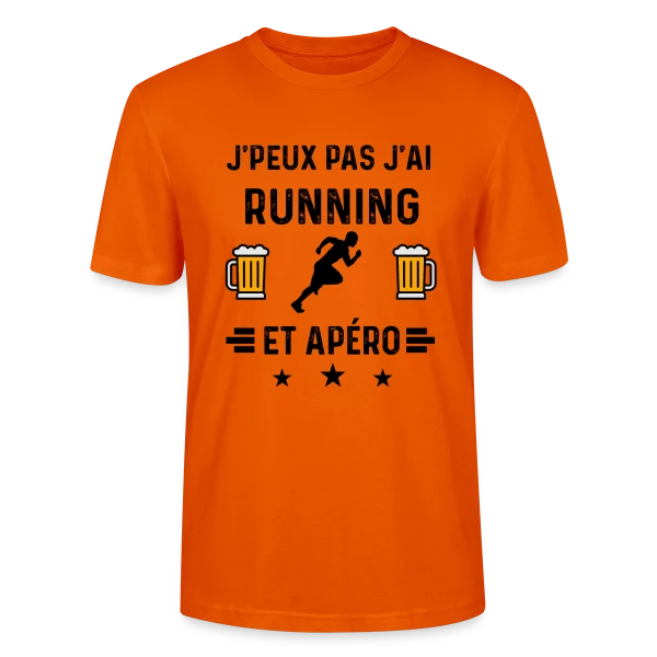 Maquette de T-shirt bio CRAFTER Stanley Stella Unisexe « Je Peux Pas J'ai Running Apéro » à personnaliser