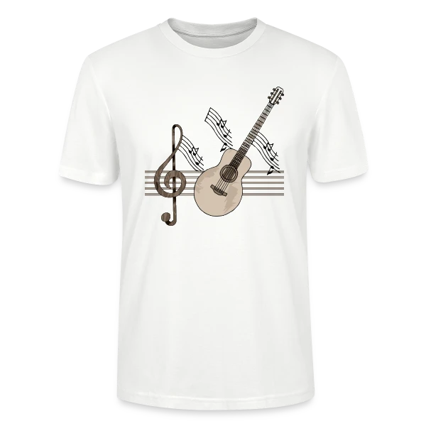 Maquette de T-shirt bio CRAFTER Stanley Stella Unisexe « Guitare Passion Musique » à personnaliser