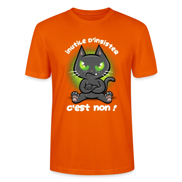 Maquette de T-shirt bio CRAFTER Stanley Stella Unisexe « Chat Têtu : Non, et c'est tout ! » à personnaliser