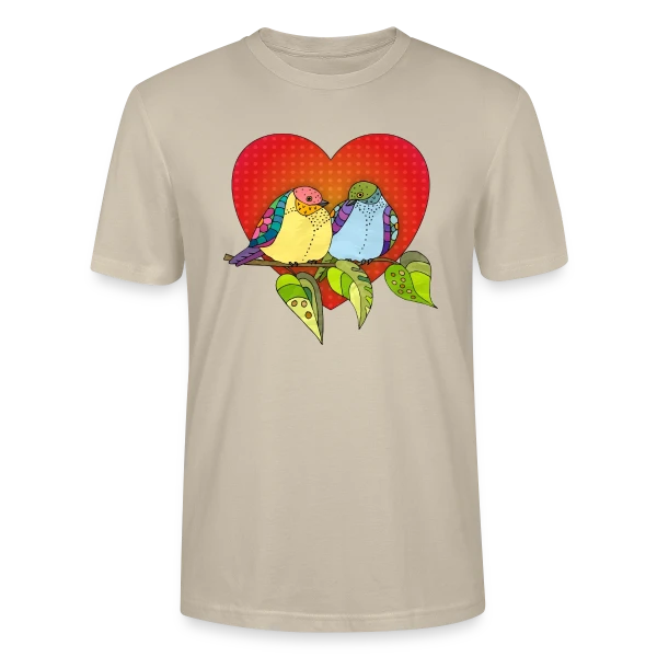 Maquette de T-shirt bio CRAFTER Stanley Stella Unisexe « Oiseaux Amoureux Cœur » à personnaliser