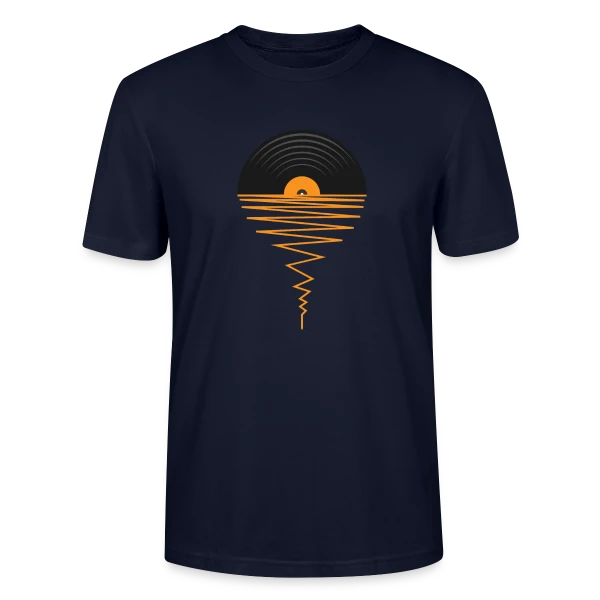 Maquette de T-shirt bio CRAFTER Stanley Stella Unisexe « Collectionneur de Vinyles Coucher de Soleil » à personnaliser