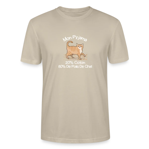 Maquette de T-shirt bio CRAFTER Stanley Stella Unisexe « Humour 'Mon Pyjama 80% Poils de Chat' » à personnaliser