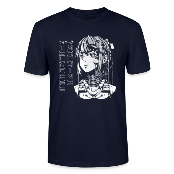 Maquette de T-shirt bio CRAFTER Stanley Stella Unisexe « Cyber Girl Tsundere Manga : Buste Cyborg Féminin » à personnaliser