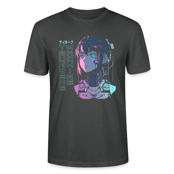 Maquette de T-shirt bio CRAFTER Stanley Stella Unisexe « Tsundere Cyborg Neon Glitch Anime » à personnaliser