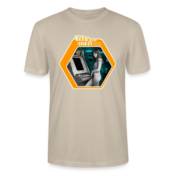 Maquette de T-shirt bio CRAFTER Stanley Stella Unisexe « VideoMatch 2070: Arcade Rétro Futur 70s » à personnaliser