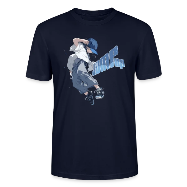Maquette de T-shirt bio CRAFTER Stanley Stella Unisexe « Parkour Manga : Athlète Streetstyle en Plein Saut » à personnaliser