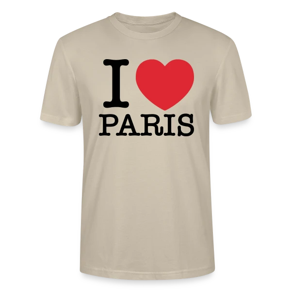 Maquette de T-shirt bio CRAFTER Stanley Stella Unisexe « J'aime Paris Cœur Rouge » à personnaliser