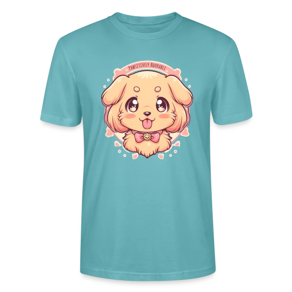 Maquette de T-shirt bio CRAFTER Stanley Stella Unisexe « Chiot Golden Retriever Adorable et Kawaii » à personnaliser