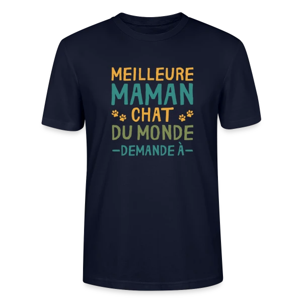 Maquette de T-shirt bio CRAFTER Stanley Stella Unisexe « Meilleure Maman Chat du Monde - Cadeau Personnalisé » à personnaliser