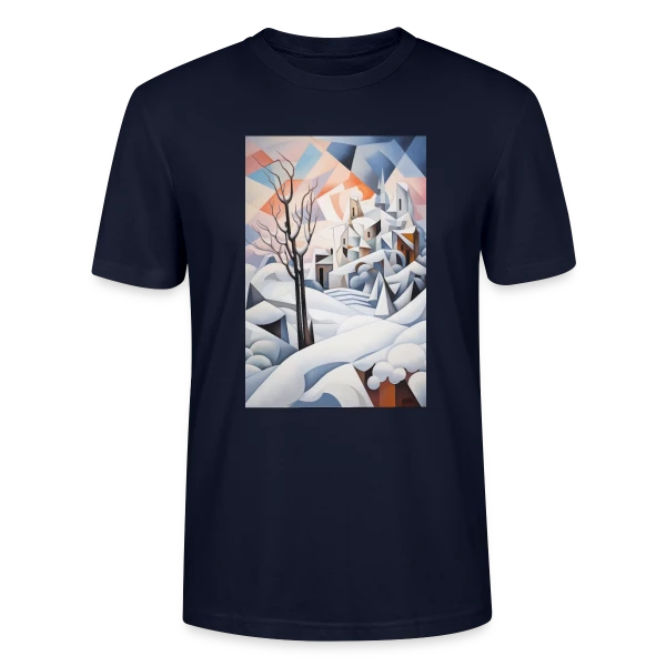 Maquette de T-shirt bio CRAFTER Stanley Stella Unisexe « Paysage Hivernal Géométrique » à personnaliser
