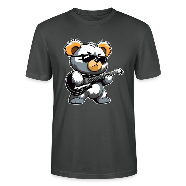 Maquette de T-shirt bio CRAFTER Stanley Stella Unisexe « Ours en Peluche Heavy Metal à la Guitare » à personnaliser