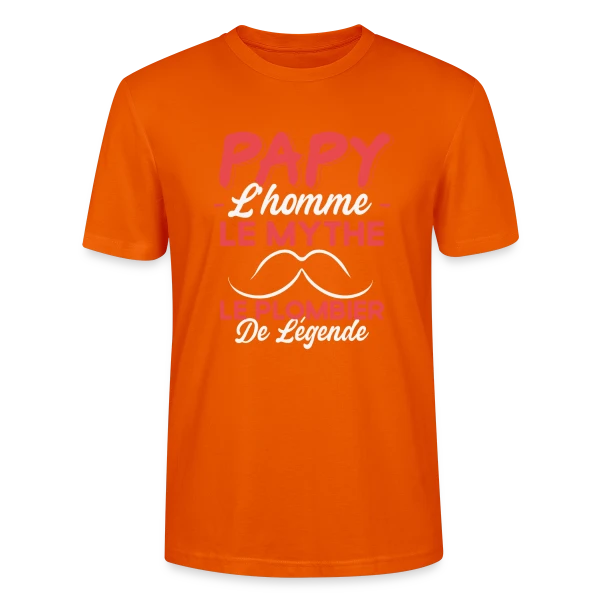 Maquette de T-shirt bio CRAFTER Stanley Stella Unisexe « Papy Plombier de Légende - Humour Cadeau Artisan » à personnaliser