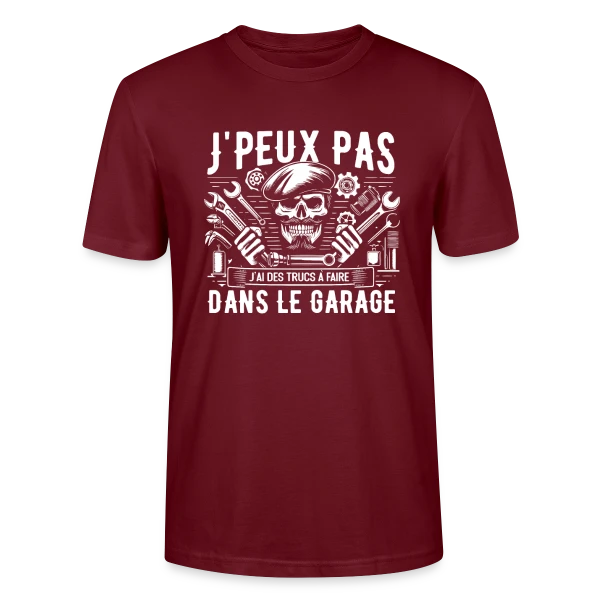 Maquette de T-shirt bio CRAFTER Stanley Stella Unisexe « J'peux pas J'ai Garage | T-Shirt Humour Mécanicien Auto » à personnaliser