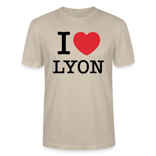 Maquette de T-shirt bio CRAFTER Stanley Stella Unisexe « J'aime Lyon Classique » à personnaliser
