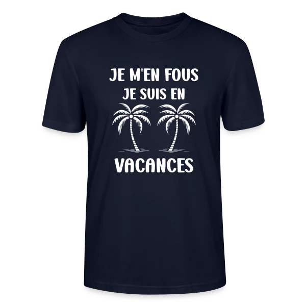 Maquette de T-shirt bio CRAFTER Stanley Stella Unisexe « Je Suis En Vacances Blanc » à personnaliser