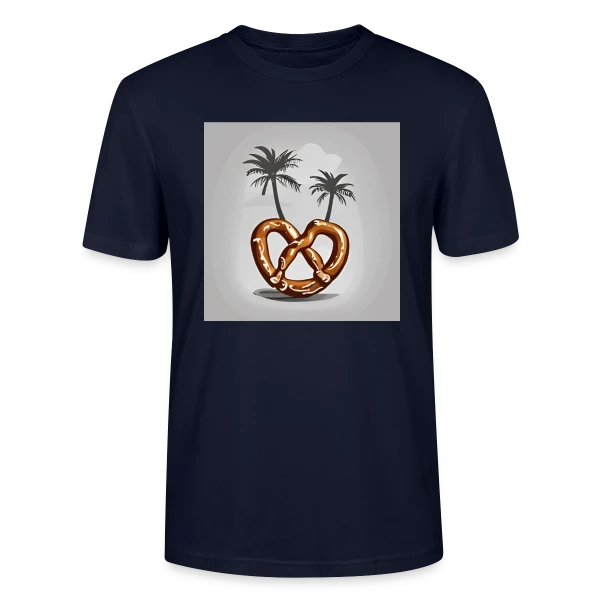 Maquette de T-shirt bio CRAFTER Stanley Stella Unisexe « Bretzel tropical : L'Alsace en vacances » à personnaliser