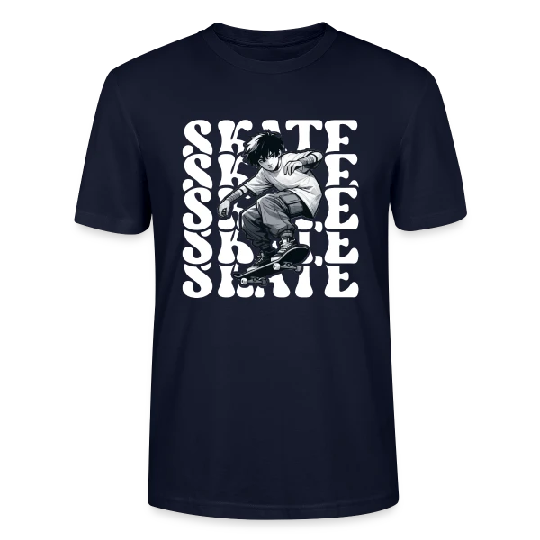 Maquette de T-shirt bio CRAFTER Stanley Stella Unisexe « Jeune Skater Manga Urbain » à personnaliser