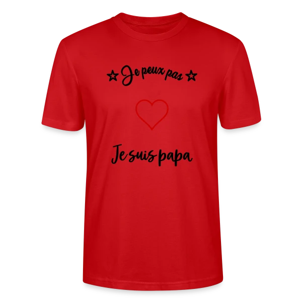 Maquette de T-shirt bio CRAFTER Stanley Stella Unisexe « Cœur Papa : Je t'aime Super Papa » à personnaliser