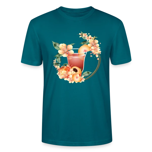 Maquette de T-shirt bio CRAFTER Stanley Stella Unisexe « Cocktail Pêche en Fleurs: Douceur Estivale » à personnaliser
