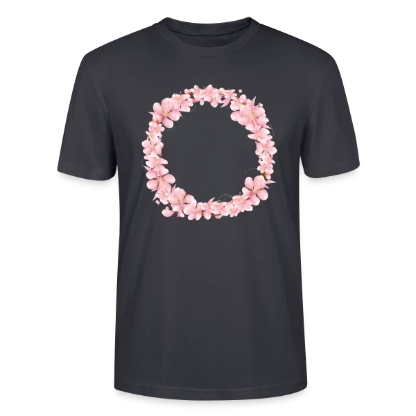 Maquette de T-shirt bio CRAFTER Stanley Stella Unisexe « Couronne Florale Rosée : L'Éclat du Printemps » à personnaliser