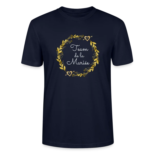 Maquette de T-shirt bio CRAFTER Stanley Stella Unisexe « Team de la Mariée EVJF : T-shirt Couronne de Fleurs pour Enterrement de Vie de Jeune Fille » à personnaliser