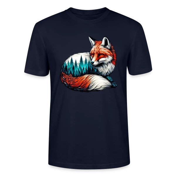 Maquette de T-shirt bio CRAFTER Stanley Stella Unisexe « Renard Forêt Enchantée » à personnaliser