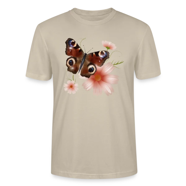 Maquette de T-shirt bio CRAFTER Stanley Stella Unisexe « Papillon Paon-du-Jour Éclatant de Roses » à personnaliser