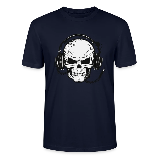 Maquette de T-shirt bio CRAFTER Stanley Stella Unisexe « Tête de Mort Casque Audio - Esprit Rock » à personnaliser