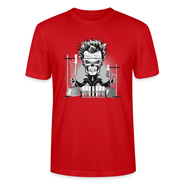 Maquette de T-shirt bio CRAFTER Stanley Stella Unisexe « Crâne Scientifique Déjanté au Labo » à personnaliser