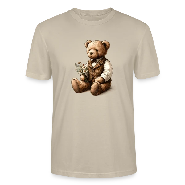 Maquette de T-shirt bio CRAFTER Stanley Stella Unisexe « Teddy Vintage Fleuri: Douce Nostalgie » à personnaliser
