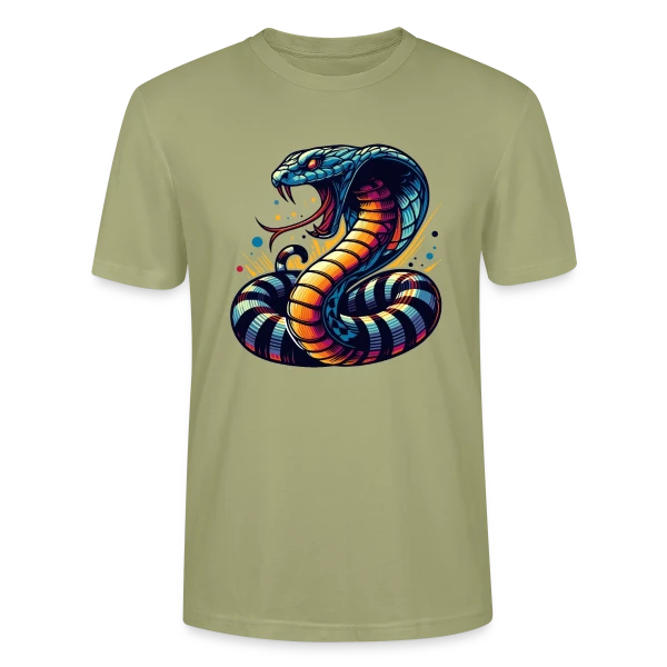 Maquette de T-shirt bio CRAFTER Stanley Stella Unisexe « Cobra Vibrant : Style Sauvage et Énergique » à personnaliser