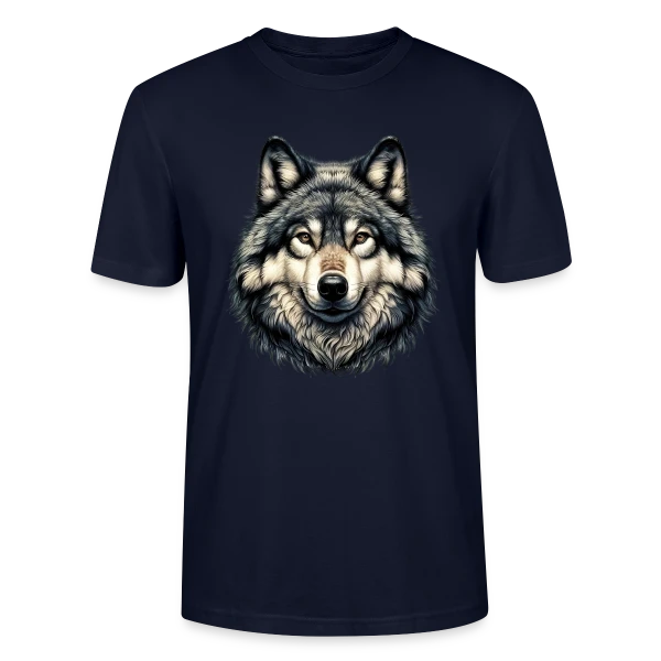 Maquette de T-shirt bio CRAFTER Stanley Stella Unisexe « Tête de Loup Réaliste » à personnaliser