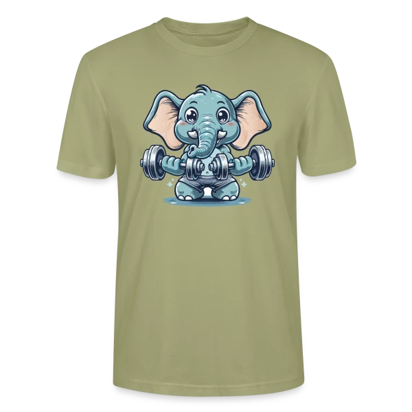 Maquette de T-shirt bio CRAFTER Stanley Stella Unisexe « L'Éléphant Sportif Rigolo » à personnaliser