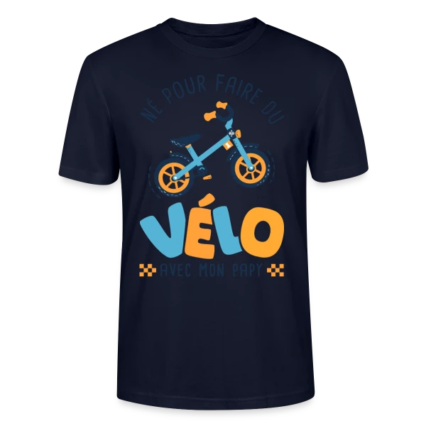Maquette de T-shirt bio CRAFTER Stanley Stella Unisexe « "Né pour le Vélo avec Papy" » à personnaliser
