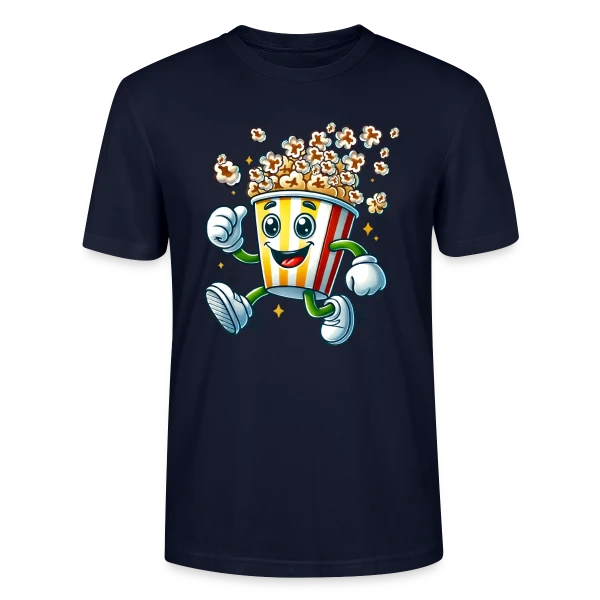 Maquette de T-shirt bio CRAFTER Stanley Stella Unisexe « Popcorn Comique : La Star de Vos Soirées Ciné » à personnaliser